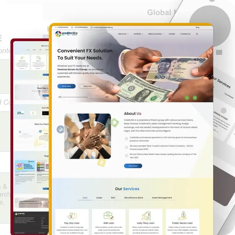 Corporate Website design for CreditVille Bank