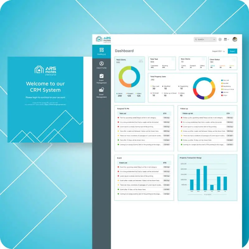 Custom Web Applications design for ARS Real Estate CRM